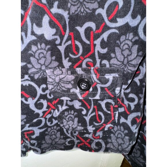 Charter Club Corduroy Petite P/M Floral Button-Up Jacket Gray & Red Black Casual - Picture 5 of 7